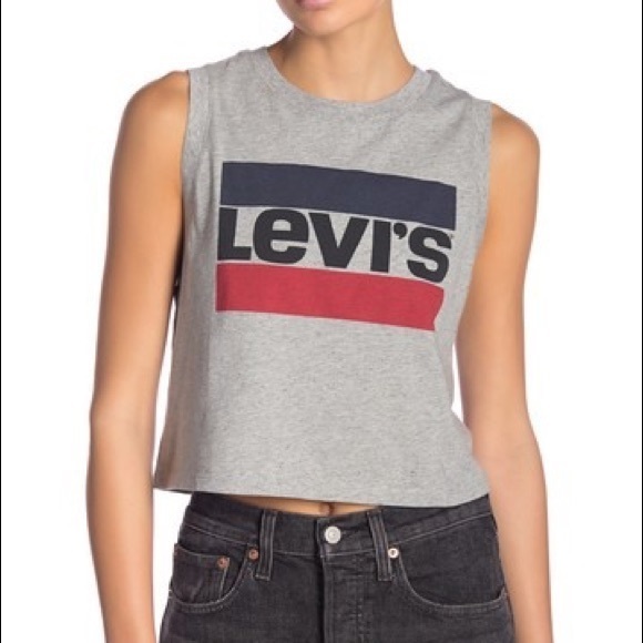 Levi's Tops - Levi’s Grey Graphic Crop Tank